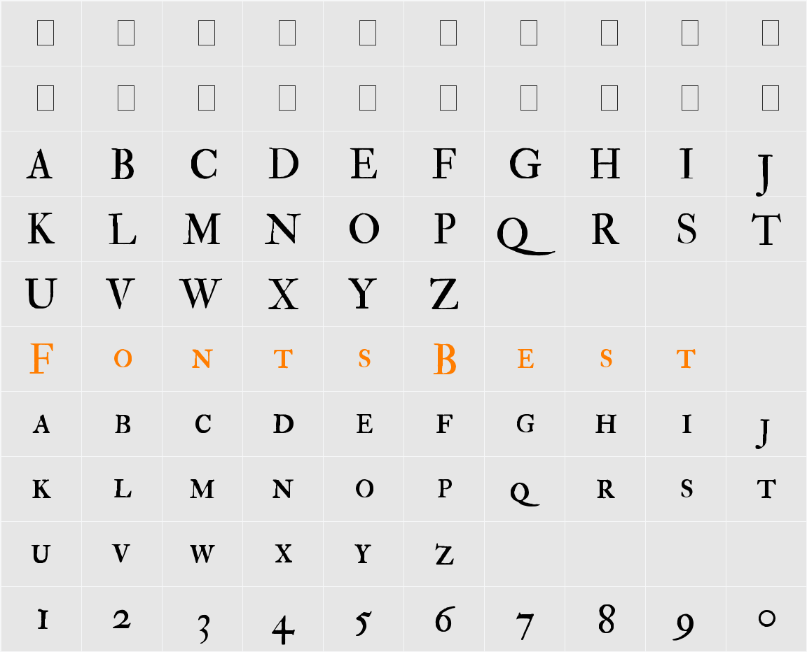 IM FELL Double Pica Character Map