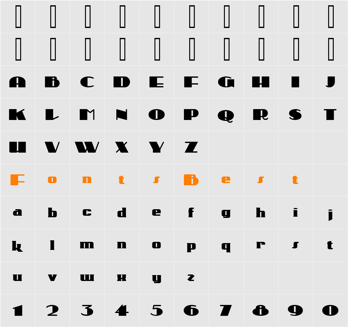 Sesquipedalian Alternates Character Map