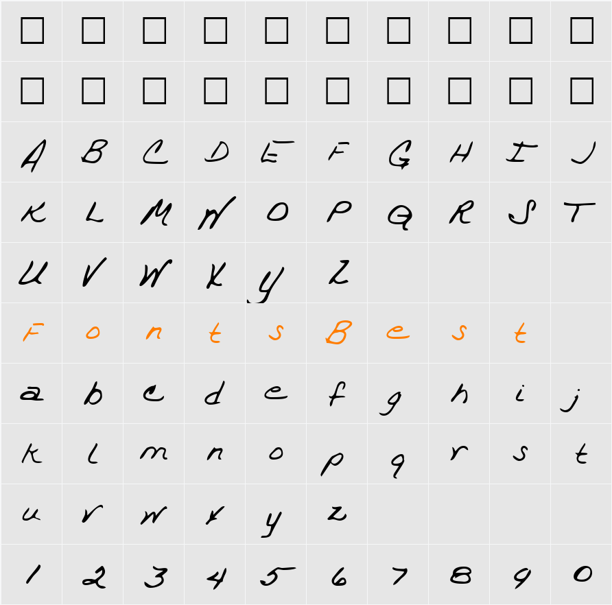 TrixiesHand Character Map