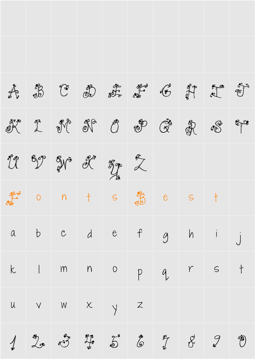 Janda Swirly Twirly Character Map
