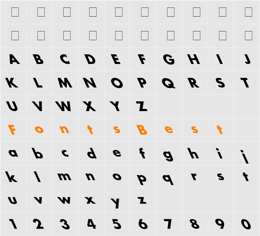 Fusion-Bold Lefty Character Map