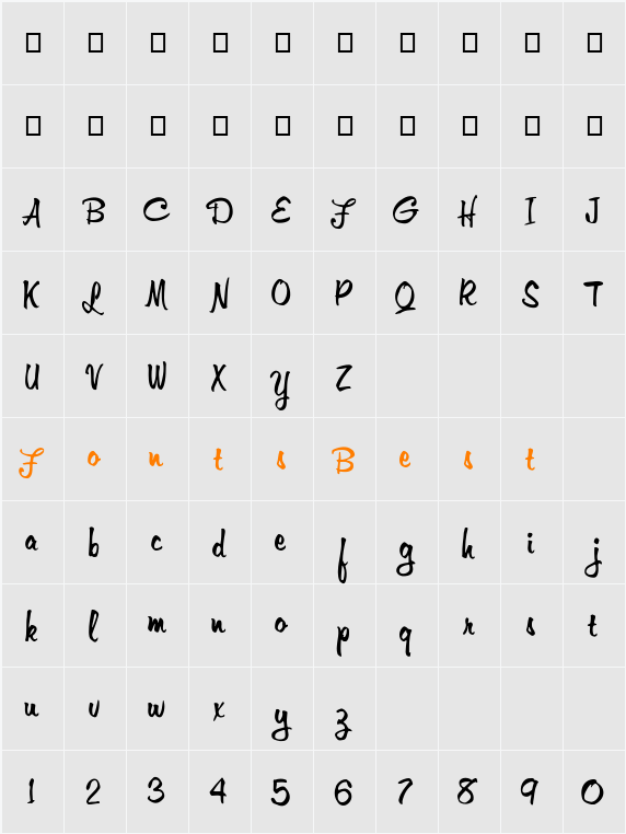 FZ HAND 10 Character Map