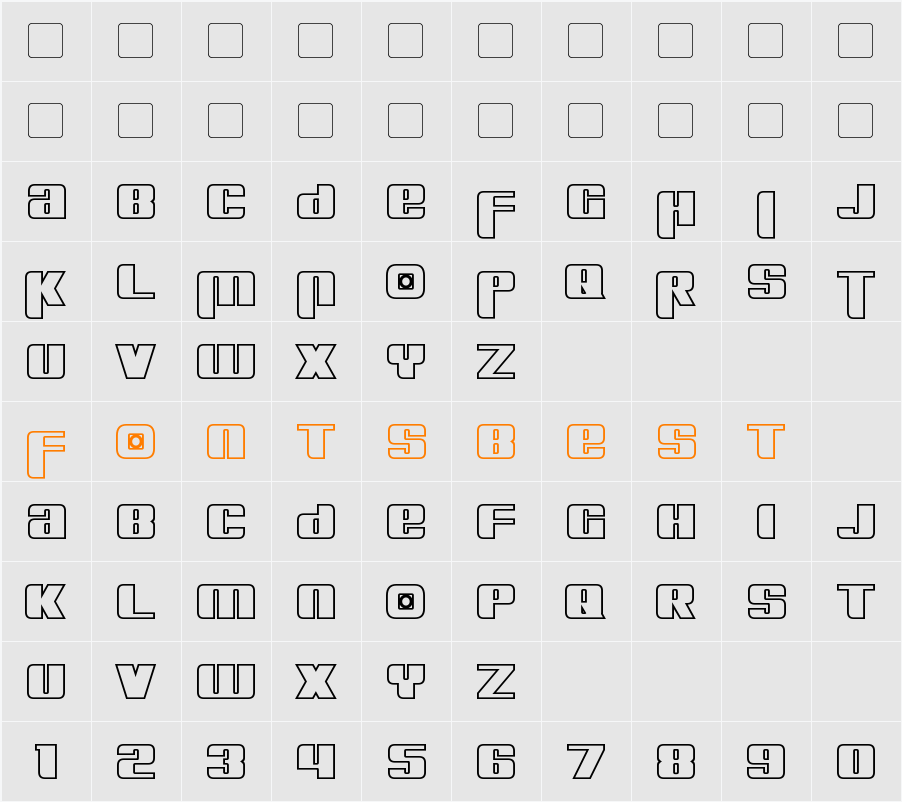 Kreon Outline Character Map