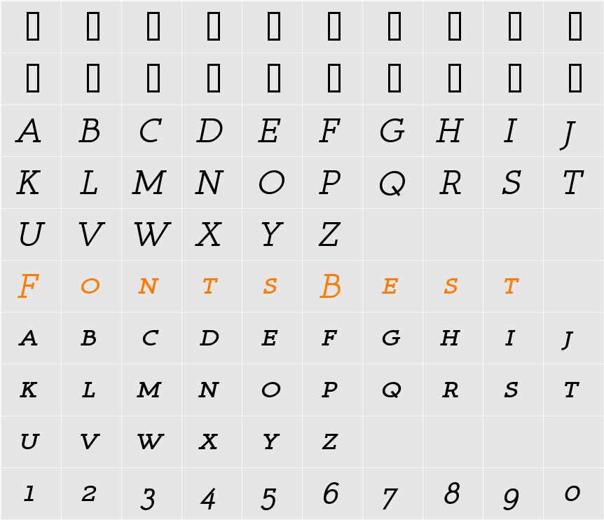 Register Serif BTN SC Character Map