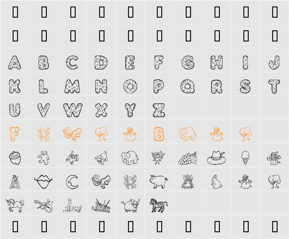 KG ABCs Character Map