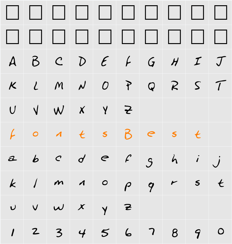 LEHN230 Character Map