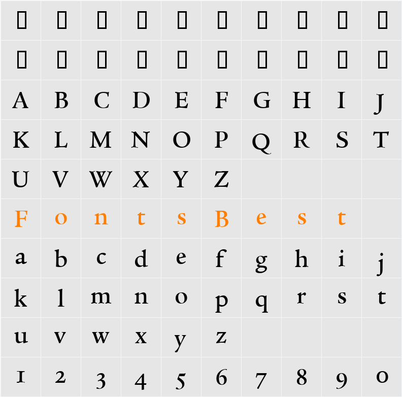 Legacy Serif Md OS ITC TT Character Map