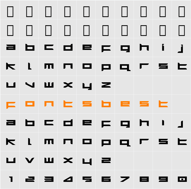 Harrier Bold Expanded Character Map