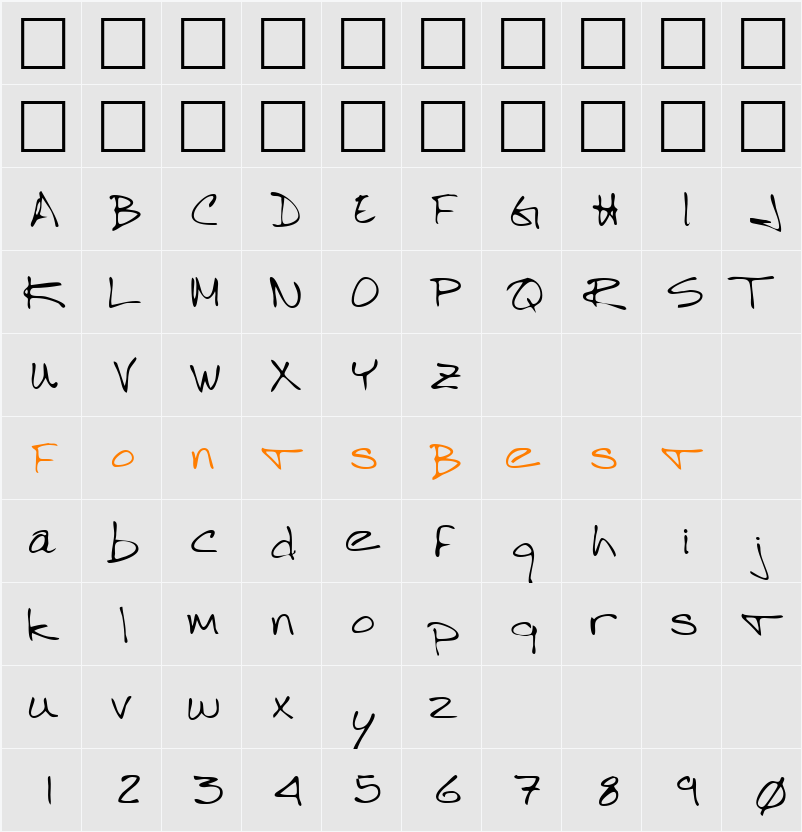 LEHN264 Character Map
