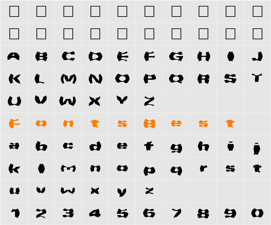 WarpSpeed Character Map
