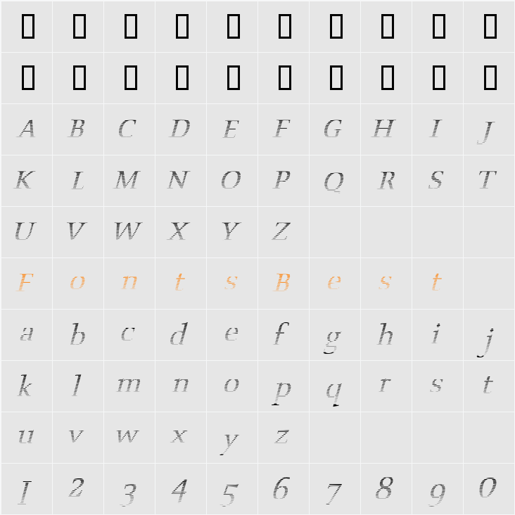 ScoriaMSlanted Character Map
