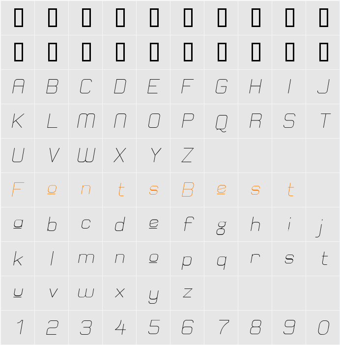 Elgethy Est Upper Oblique Character Map
