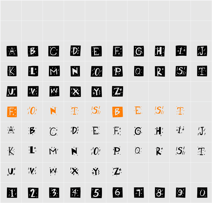 RetroCapsWB Character Map