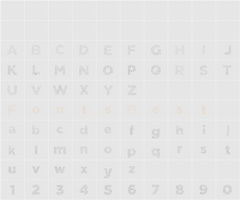 Elmars Hairy Typeface Character Map