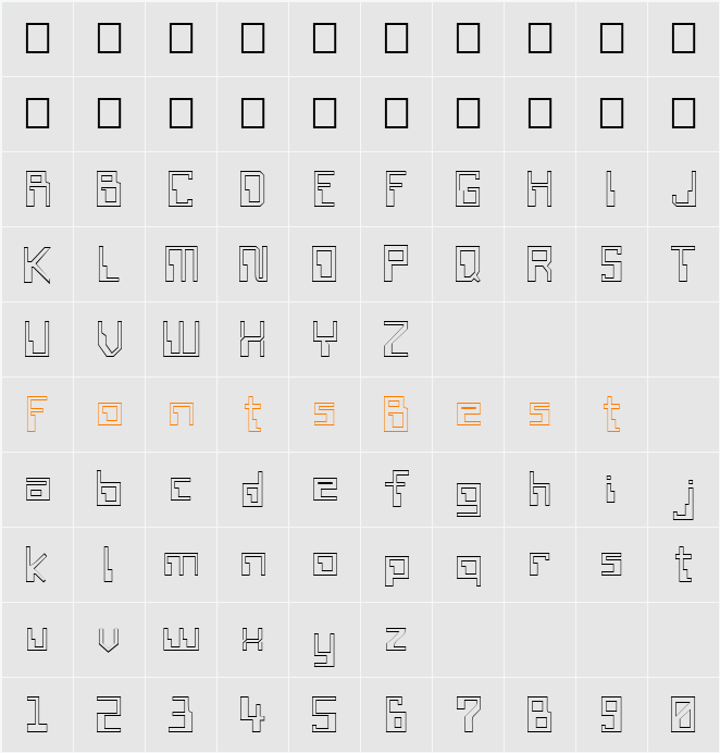 FZ DIGITAL 6 HOLLOW Character Map
