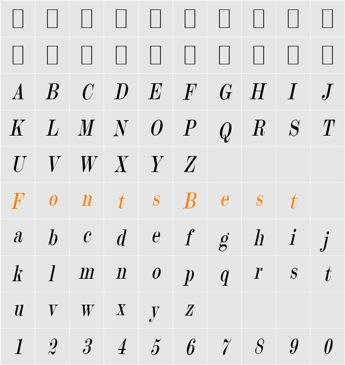 Update-Condensed Character Map