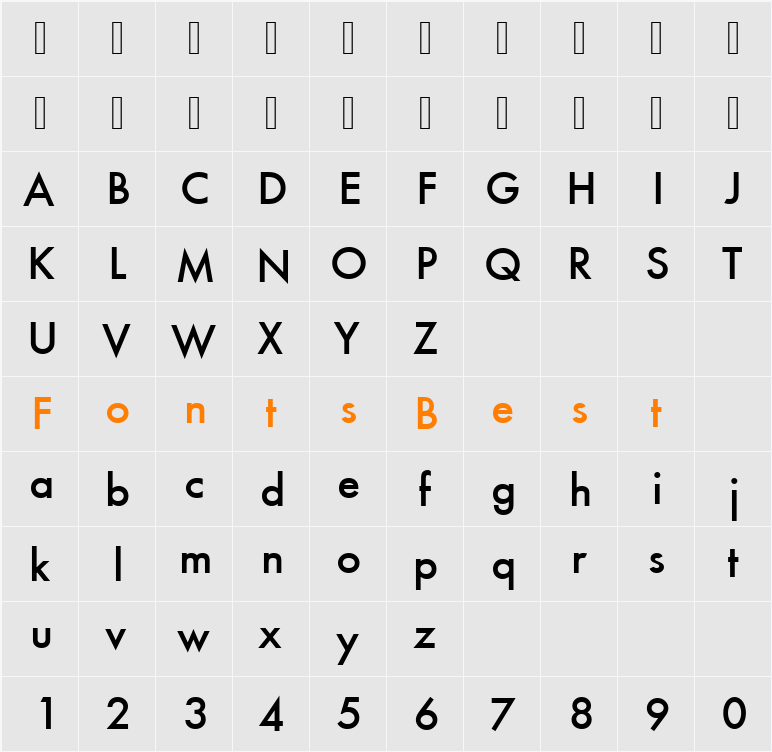 FuturaTEEMed Character Map