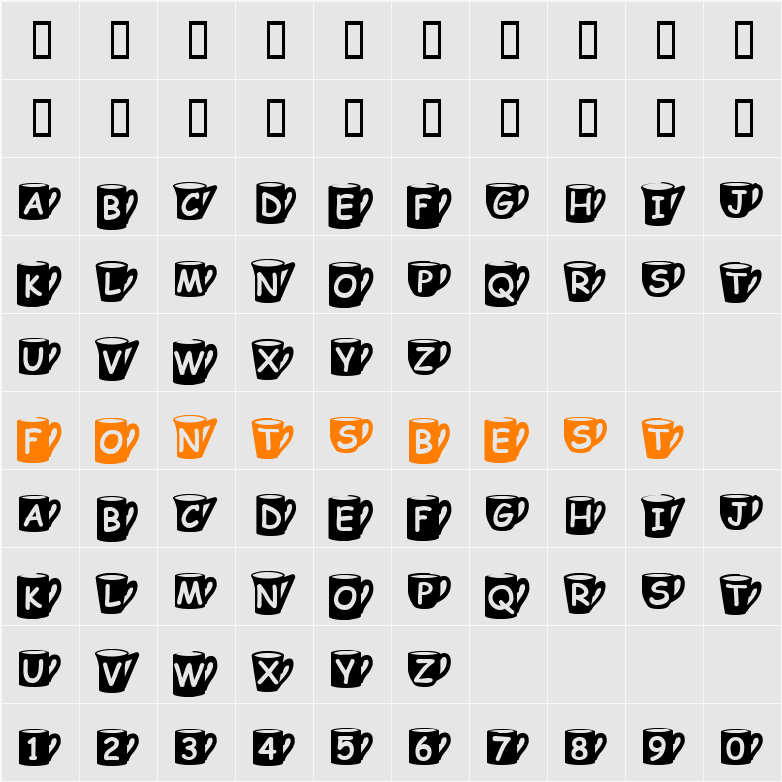 Coffee  Mugs Character Map