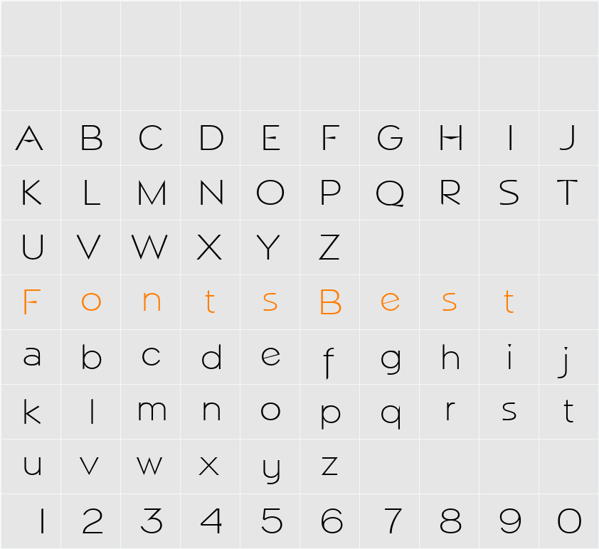 MarioBecker-ExtraLight Character Map