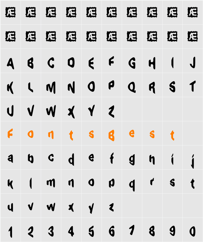 Exaggerate (BRK) Character Map