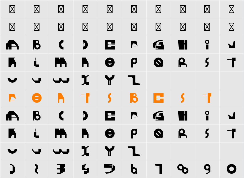GHEROTYPE Character Map