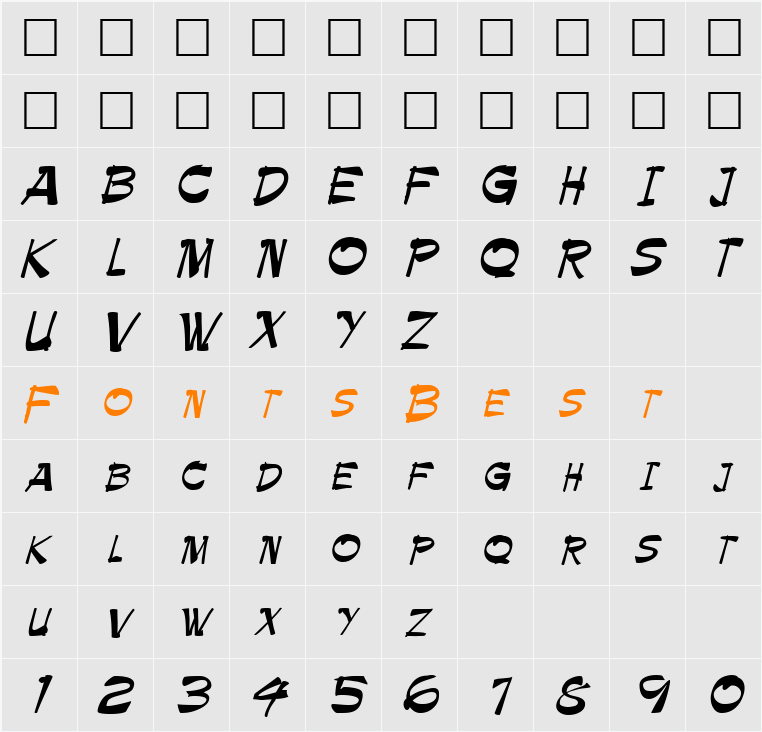 Paintbrush Character Map