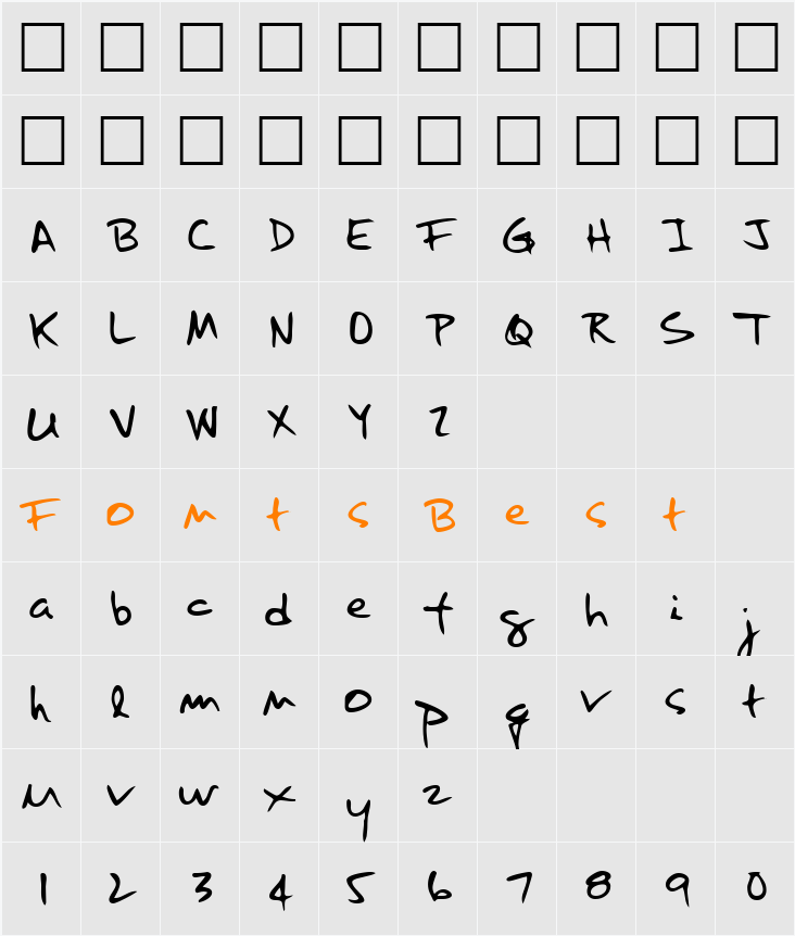 LEHN122 Character Map