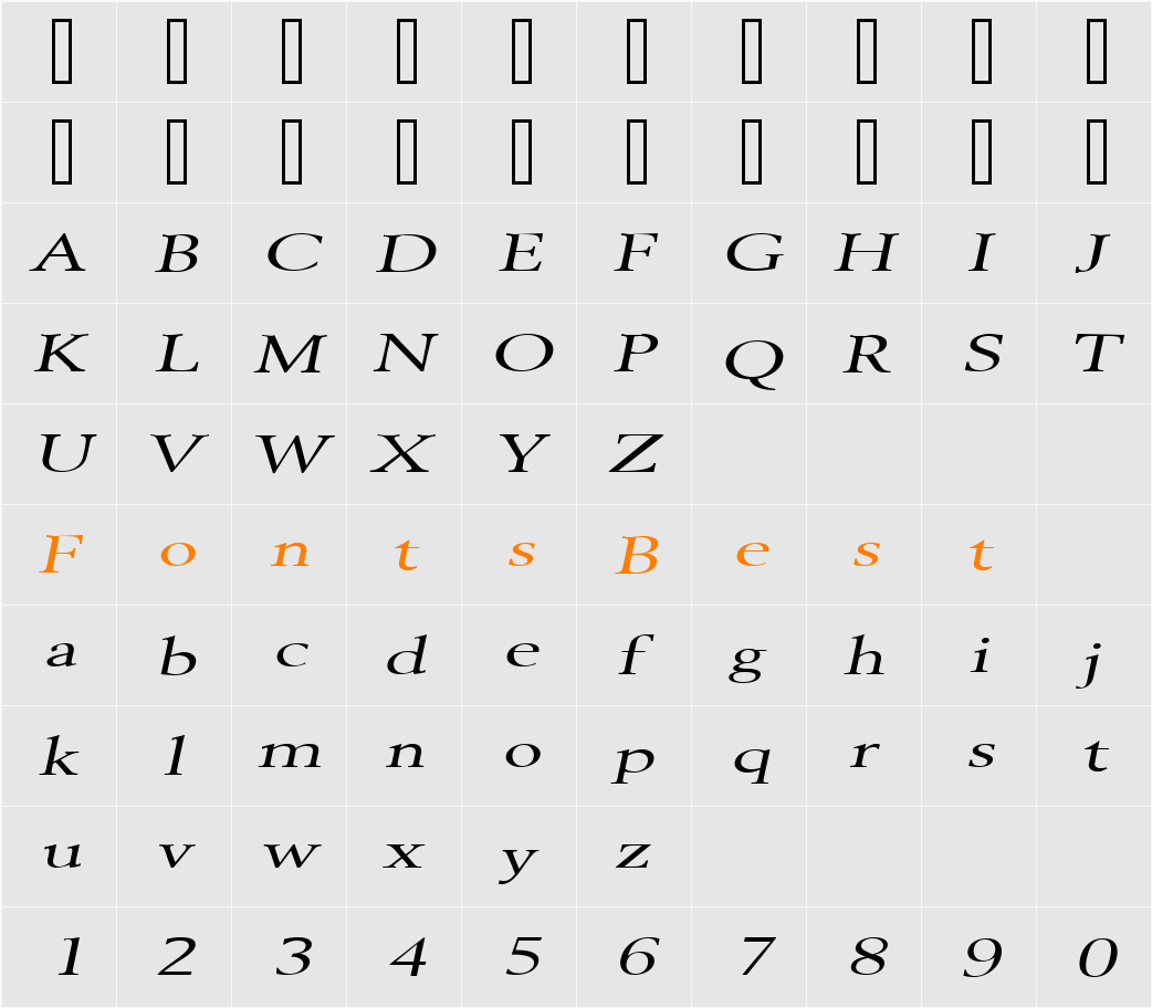 Revive 8 Extended Character Map