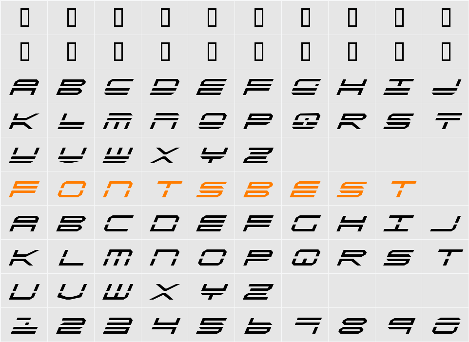QuickStrike Italic Character Map