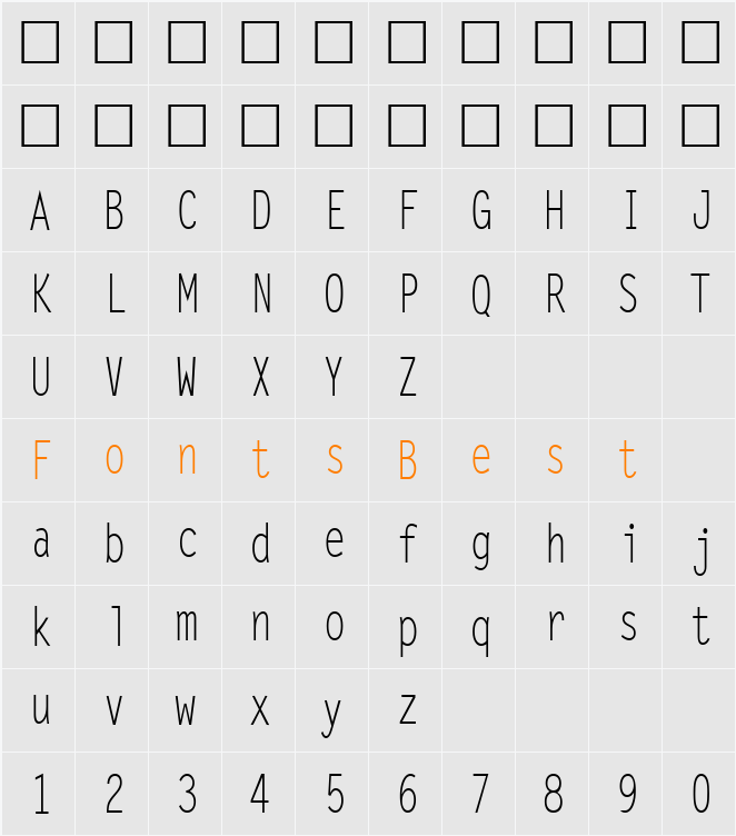 LetterGothicCond Character Map