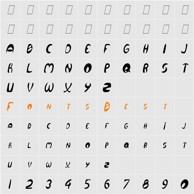 Qurve Thin Character Map