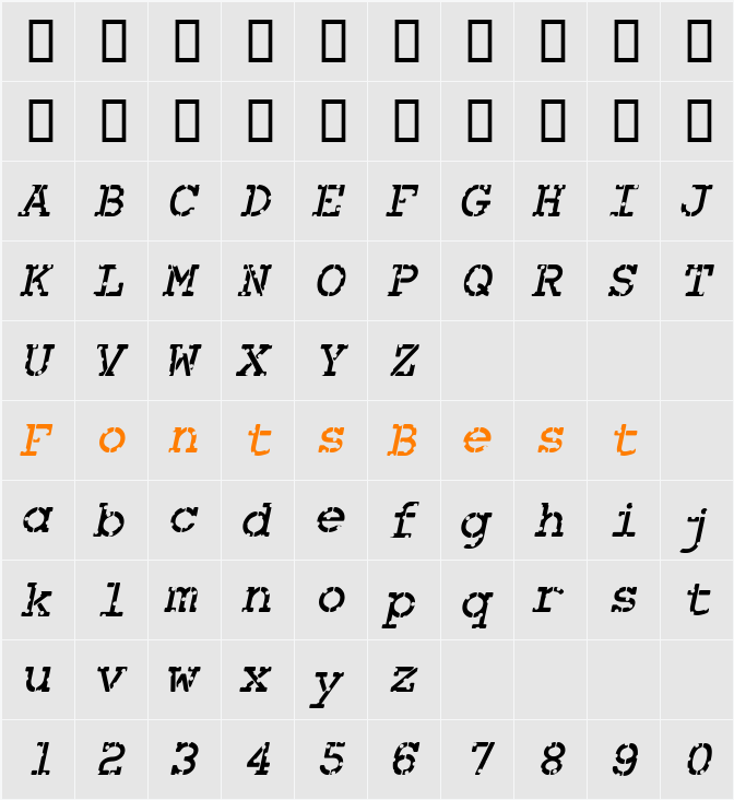 Combat Tested BTN Character Map