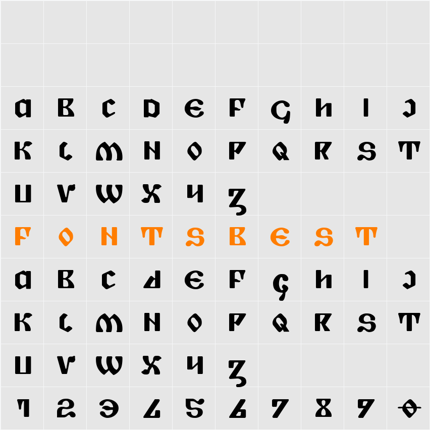 Piper Pie Bold Expanded Character Map