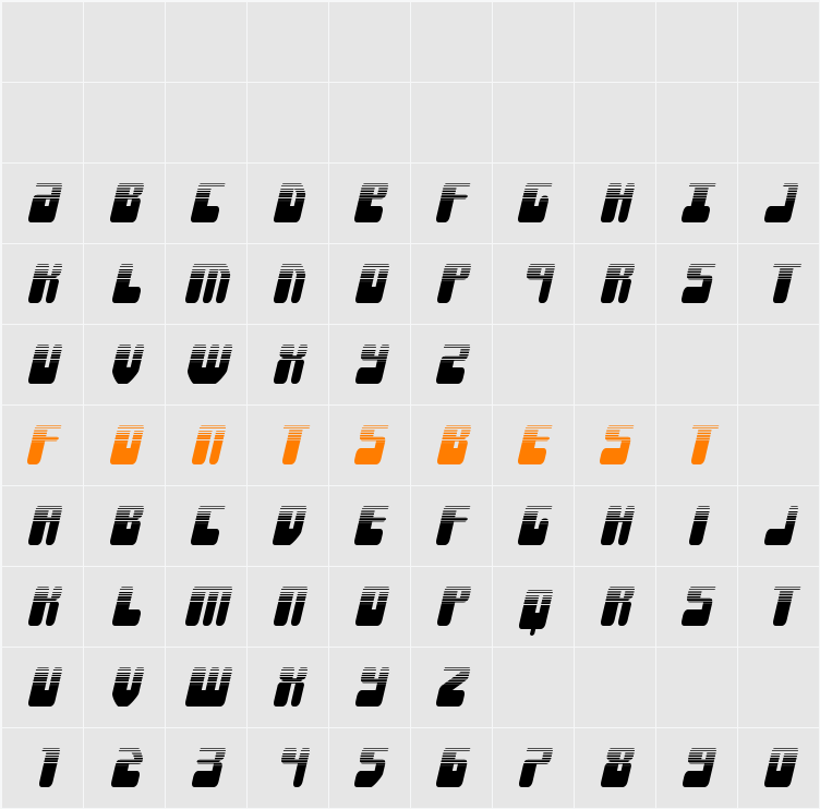 Force Majeure Halftone Italic Character Map