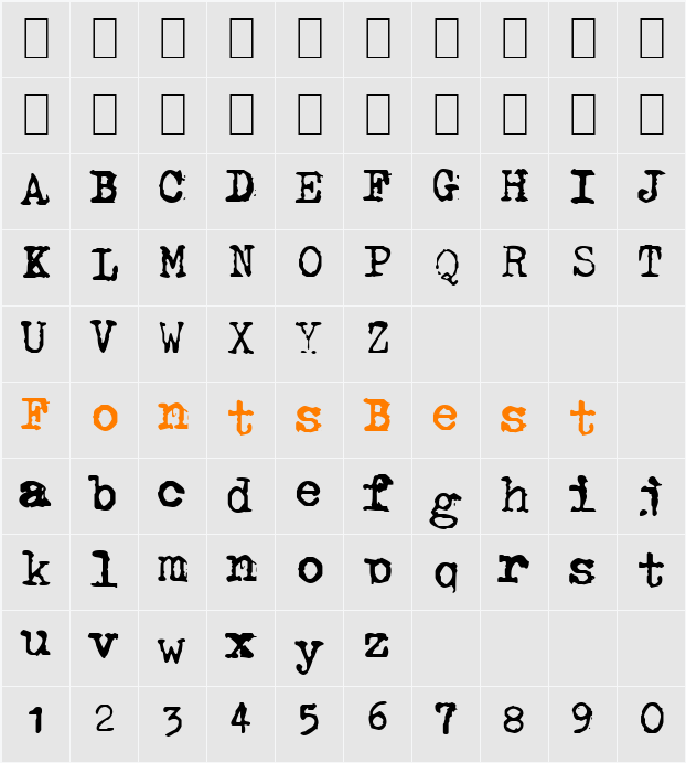 GF Halda Smashed Character Map