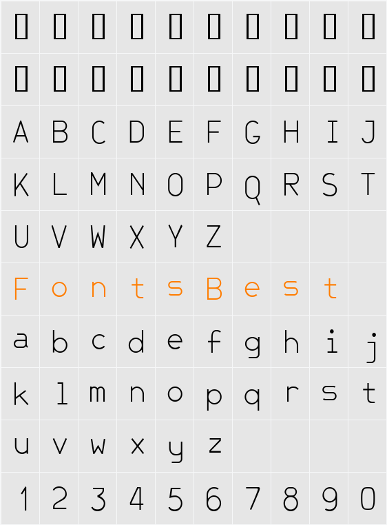 JetJaneMonoThin Character Map