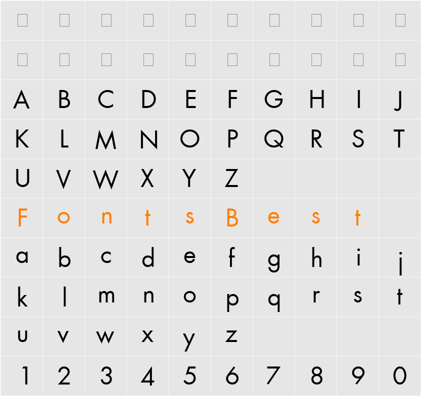 Futura LT Book Character Map