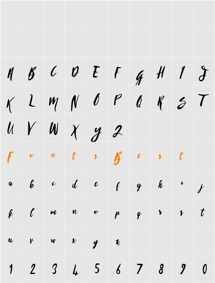 Sandy Lite Character Map