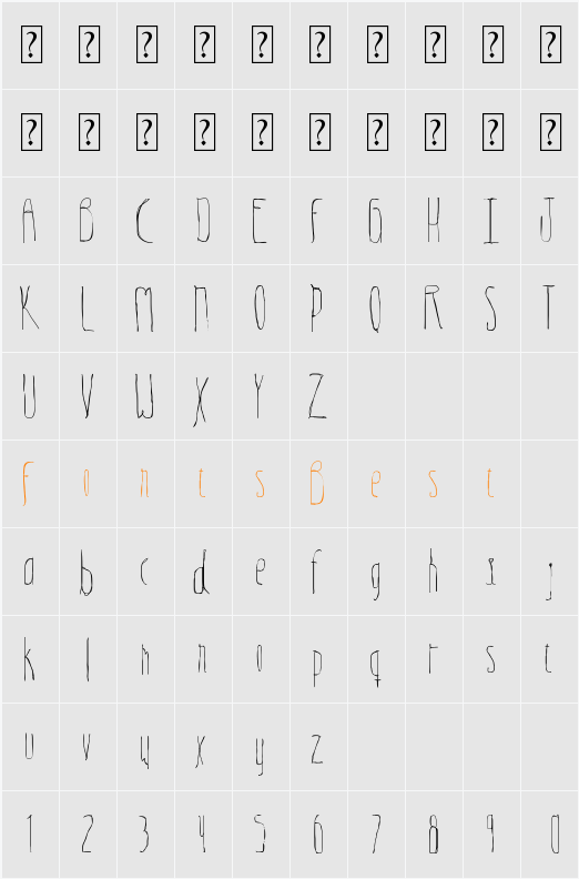 indiferente Character Map