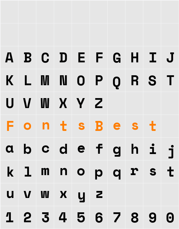 Space Mono Character Map