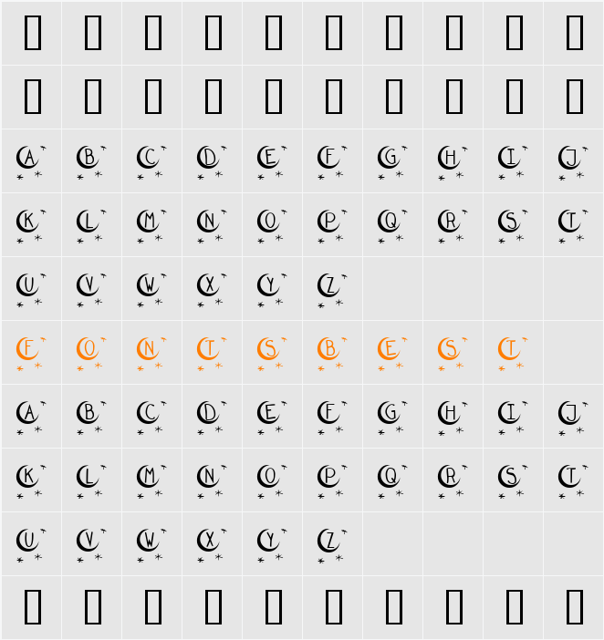 KR Twinkle Character Map
