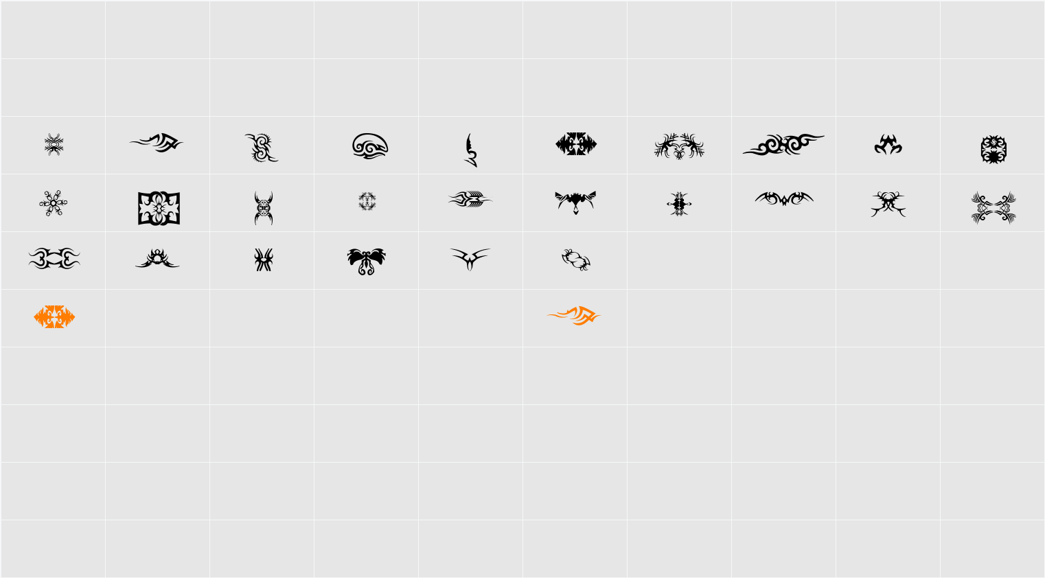 TTF_TATTOEF Character Map