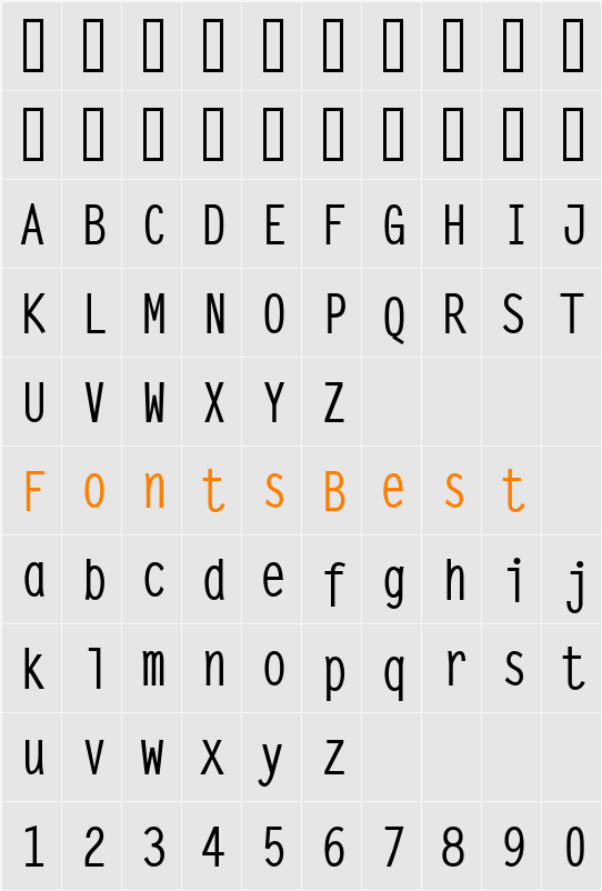 SteepTypewriterMedium Character Map