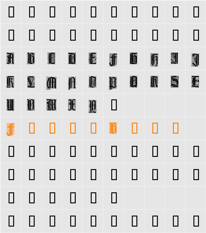 Liturgisch Zierbuchstaben Character Map