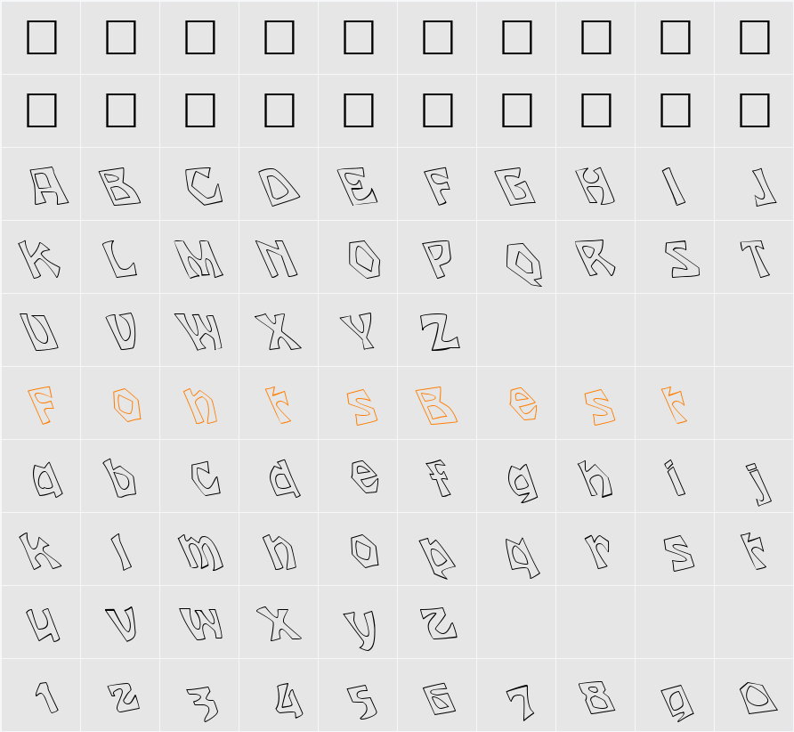 FZ JAZZY 12 HOLLOW LEFTY Character Map