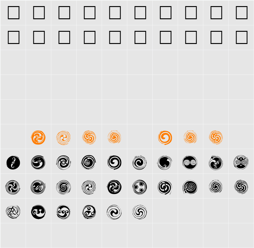 Spirals Character Map