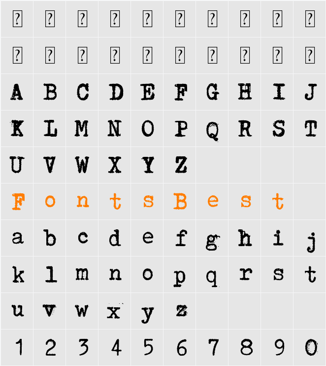 Łucznik 1303 Plus Character Map