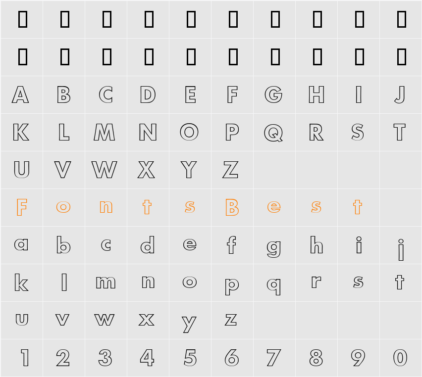 FutoralOutDB Character Map