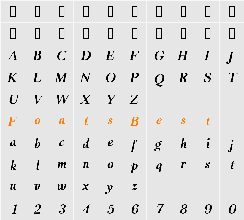JasperSqueeze Character Map