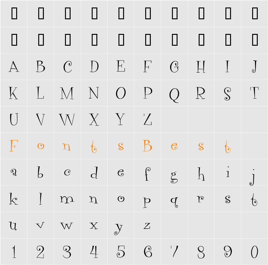 Vegacute Character Map